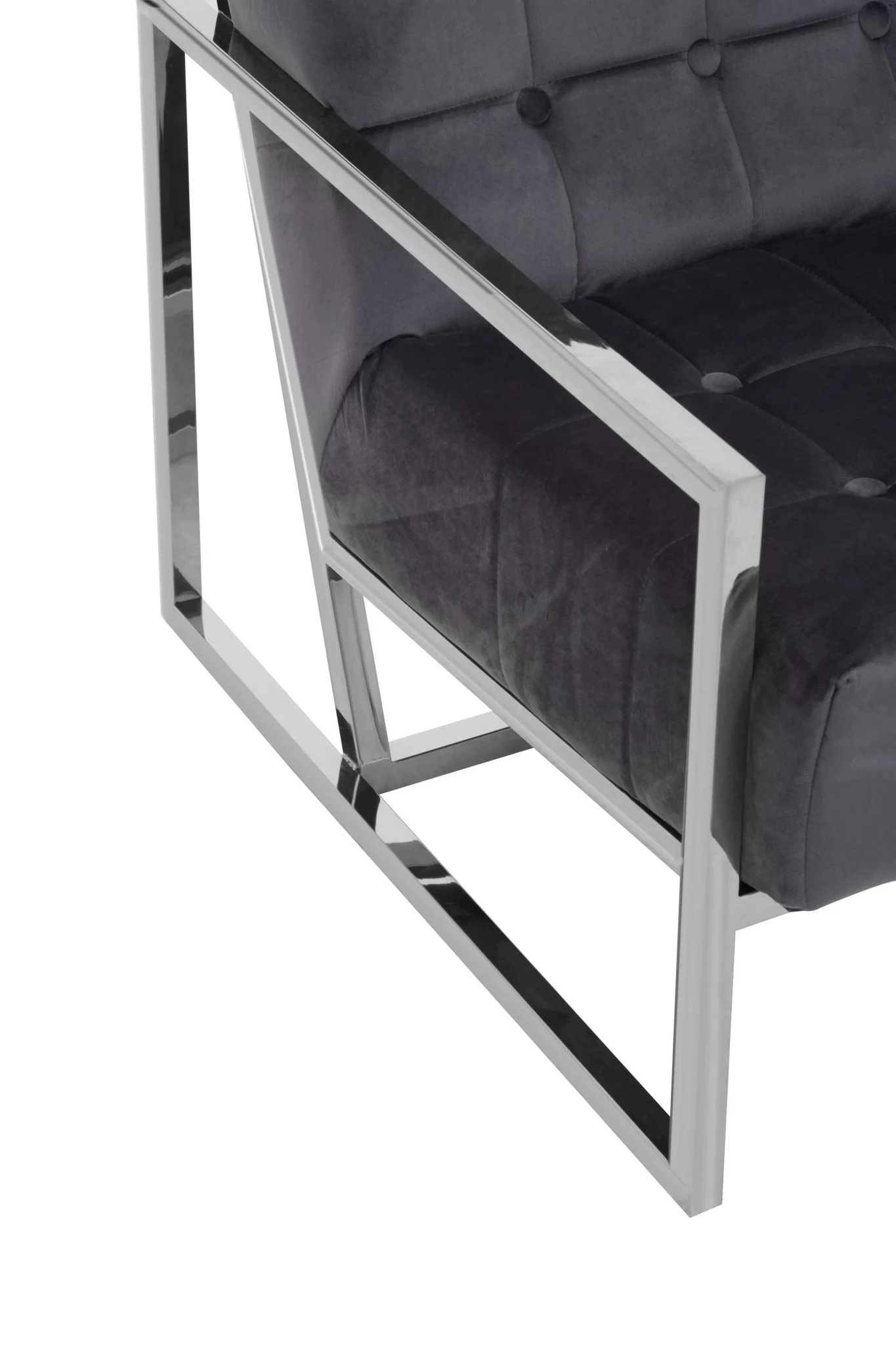 Hana Grey Velvet Chair with Stainless Steel Frame - Seating, photo 7 of 8