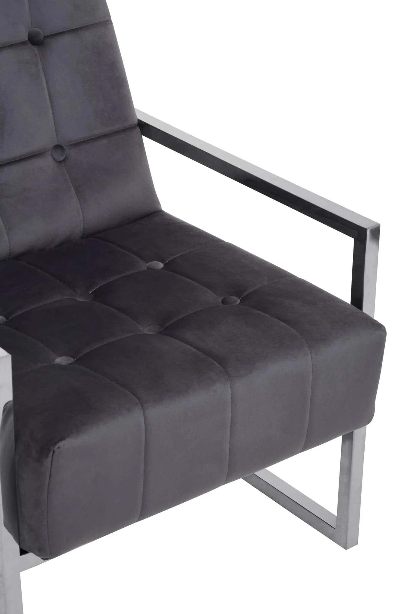 Hana Grey Velvet Chair with Stainless Steel Frame - Seating, photo 6 of 8