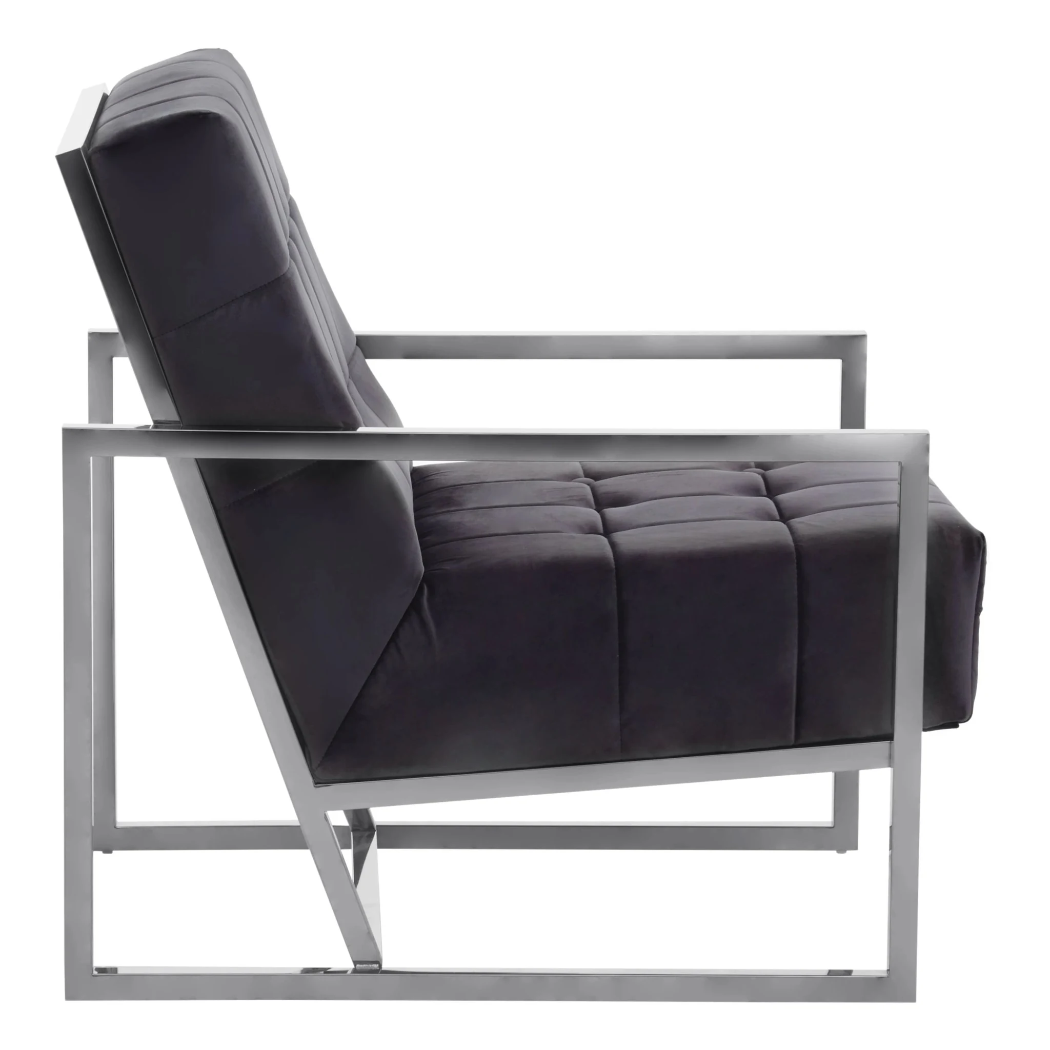 Hana Black Velvet Chair with Stainless Steel Frame - Seating, photo 3 of 8