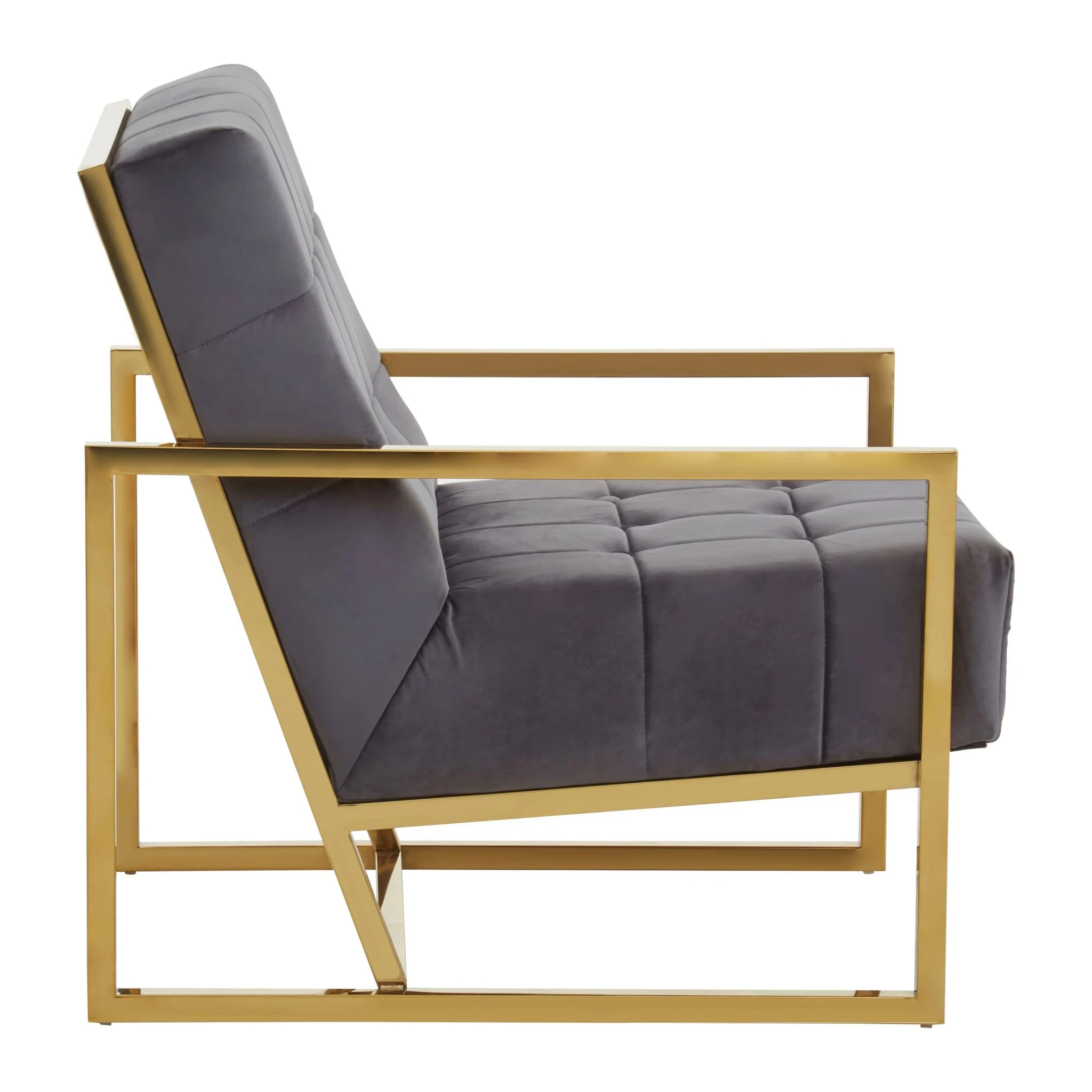 Hana Grey Velvet Chair With Gold Frame - Seating, photo 3 of 8