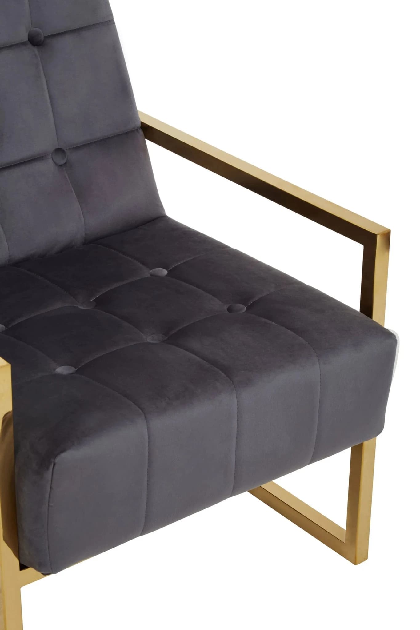 Hana Grey Velvet Chair With Gold Frame - Seating, photo 6 of 8