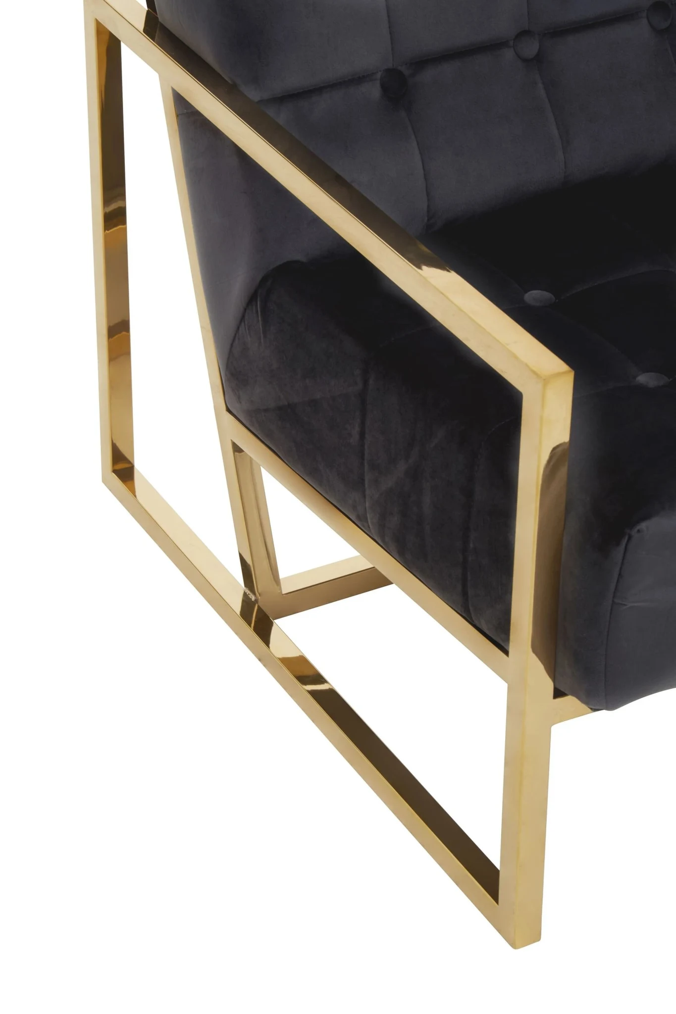 Hana Black Velvet Chair With Gold Frame - Seating, photo 7 of 8