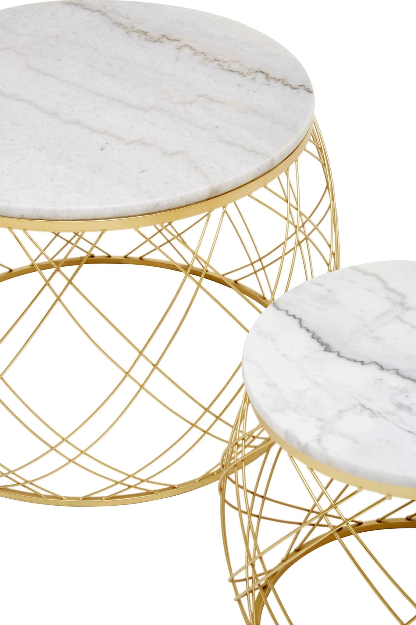 Jodie Set Of Two Coffee Tables With White Marble Top And Gold Frame - Tables, photo 6 of 7