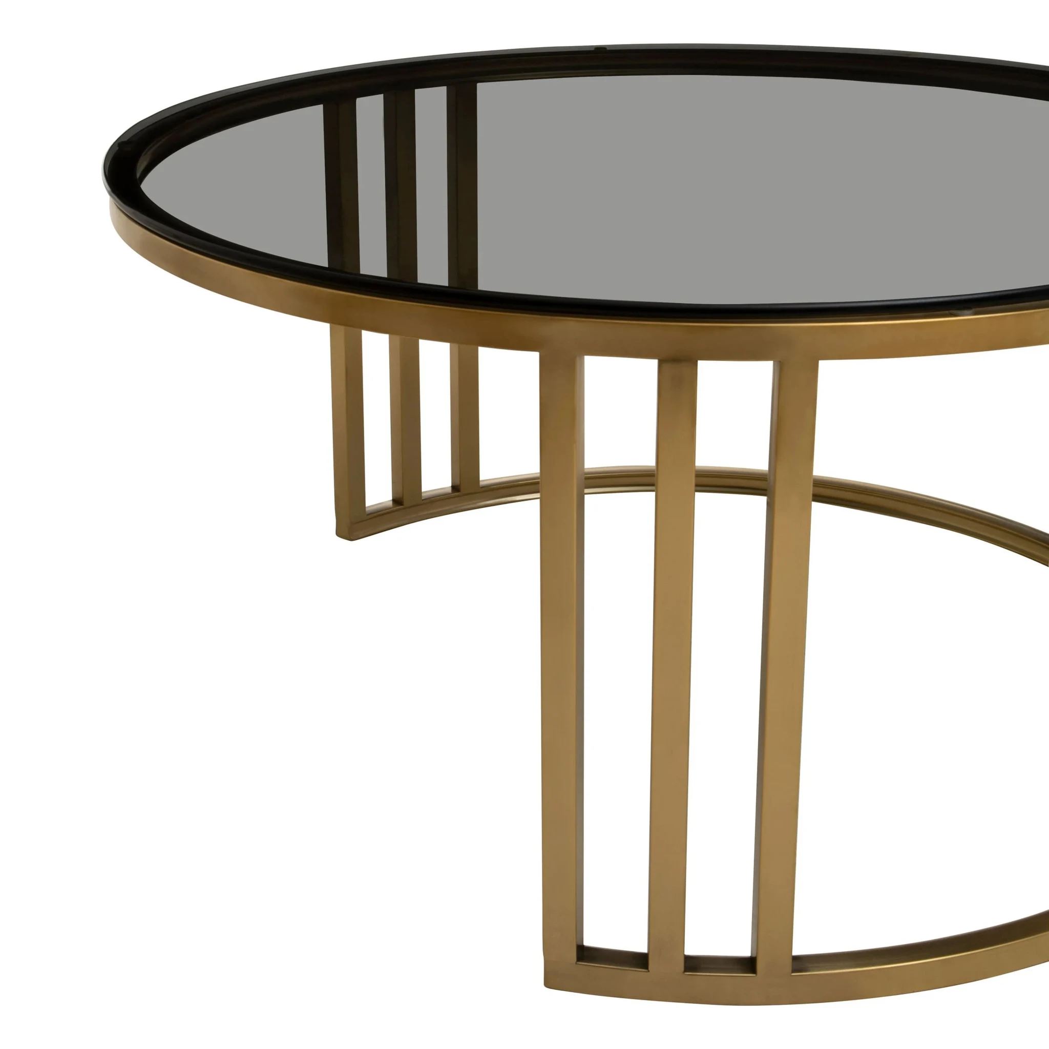 Alana Set of 2 Gold Base and Glass Top Round Nesting Coffee Tables - Tables, photo 7 of 8