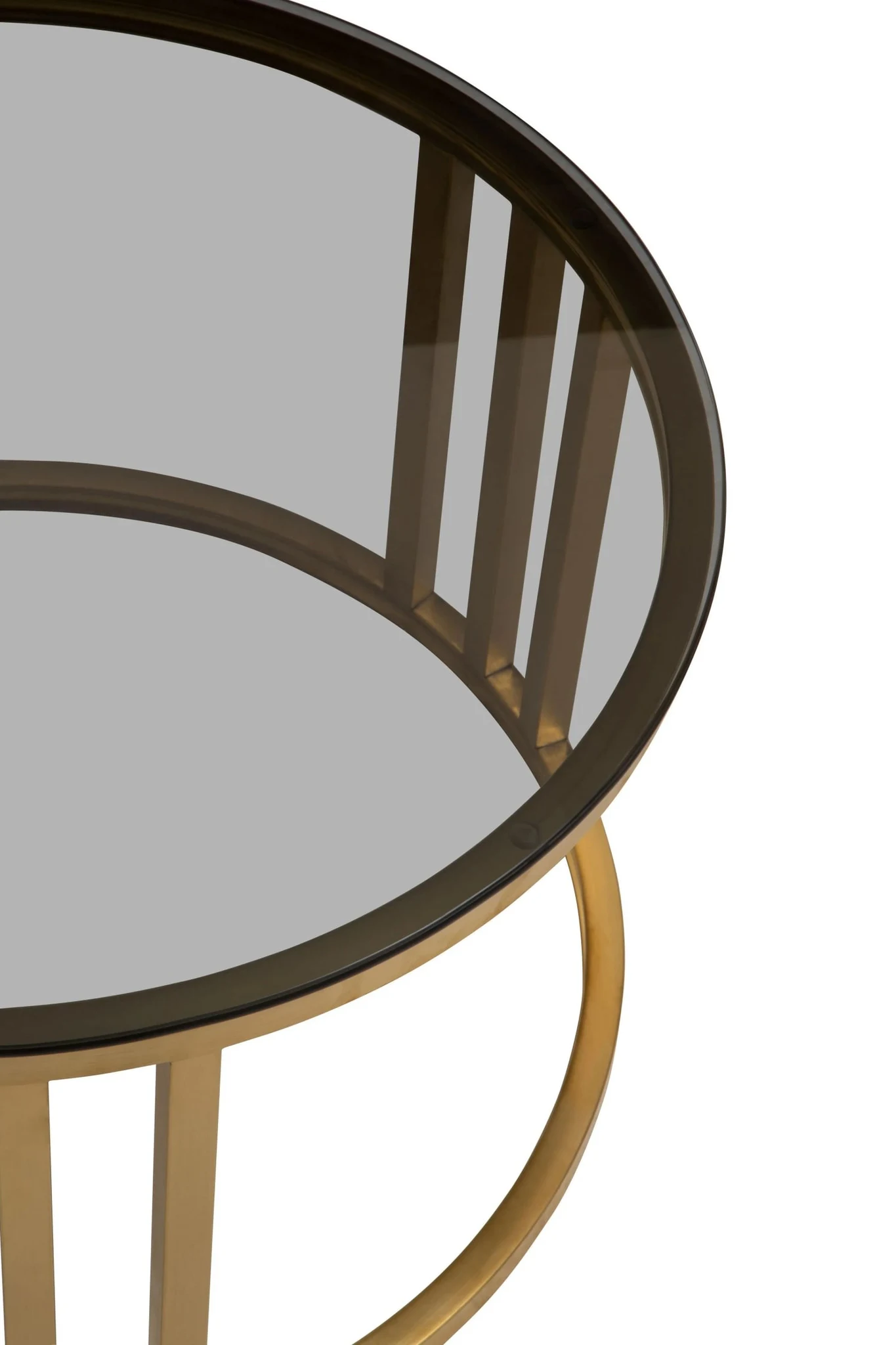 Alana Set of 2 Gold Base and Glass Top Round Nesting Coffee Tables - Tables, photo 6 of 8