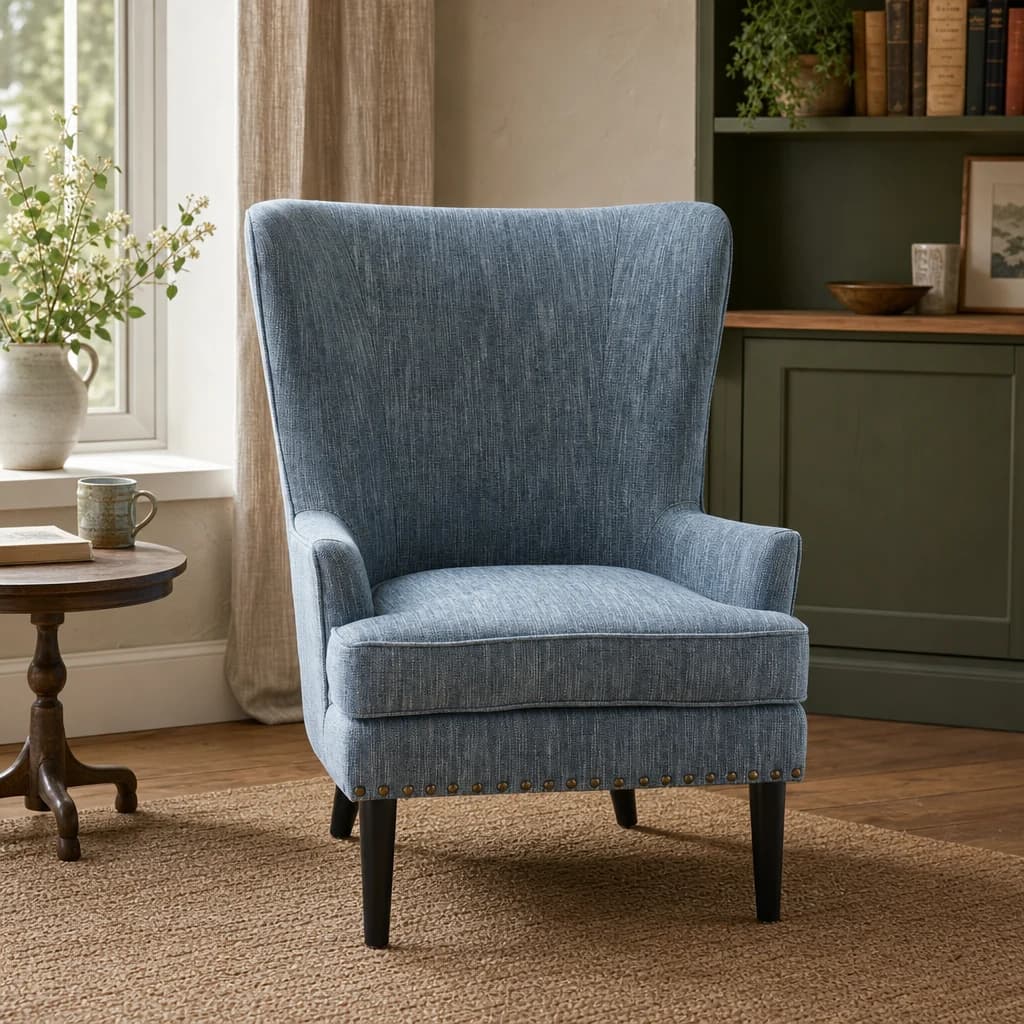 Welham Blue Wingback Lounge Chair - Seating, photo 1 of 8