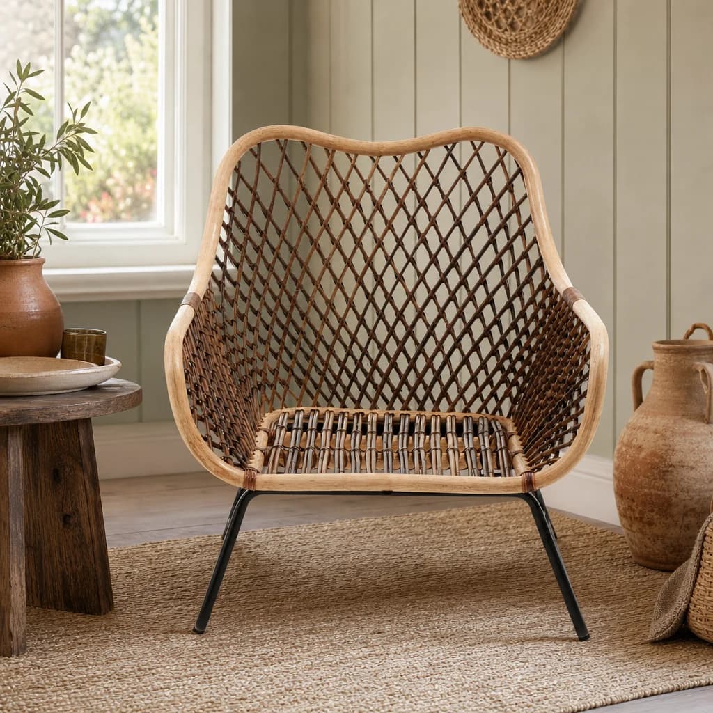 Manado Rattan and Black Metal Frame Chair - Seating, photo 1 of 2