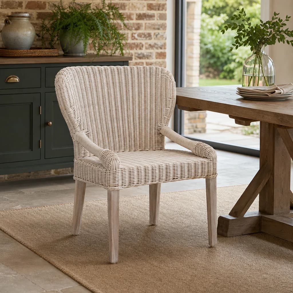 Manado White Wash Rattan Chair - Seating, photo 1 of 2