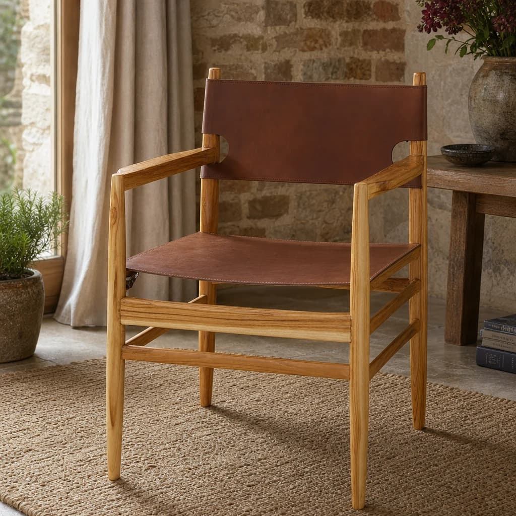 Kendari Antique Brown Leather Chair - Seating, photo 1 of 8
