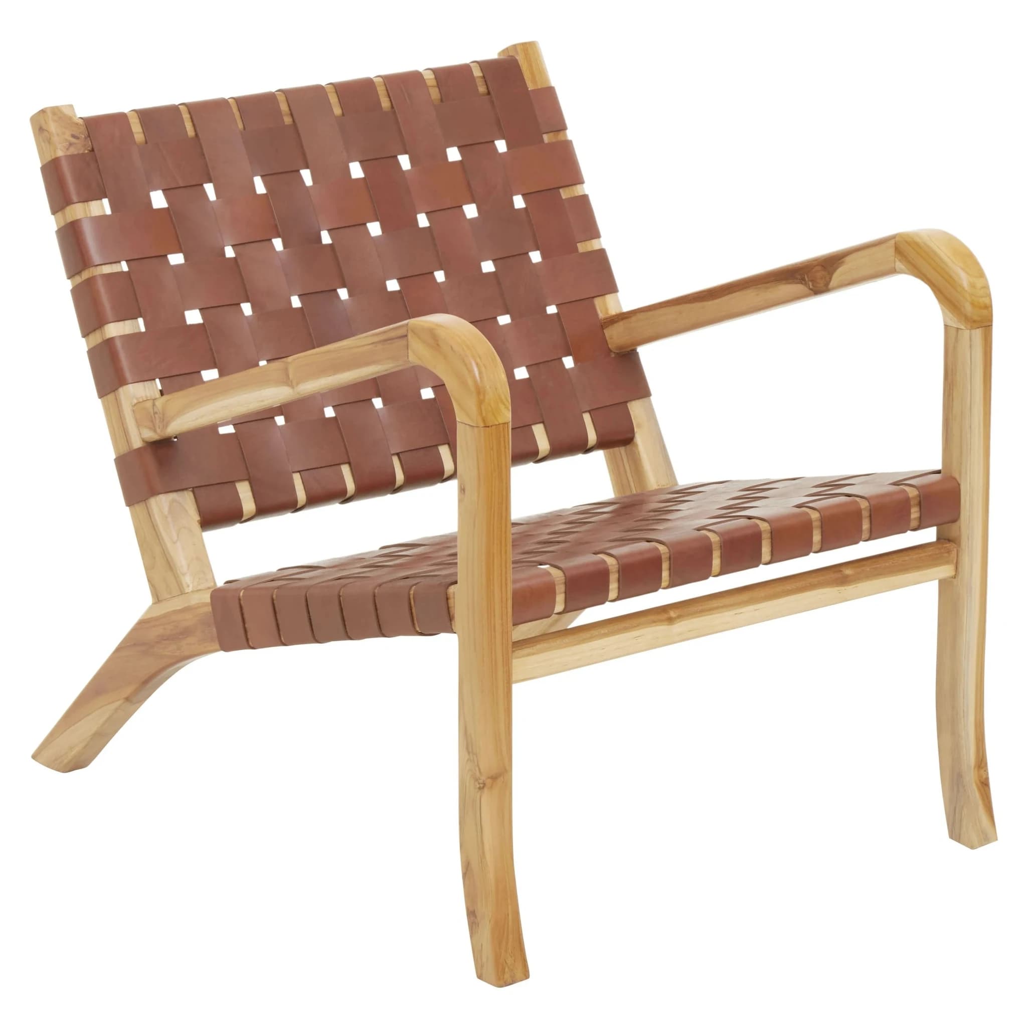 Kendari Dark Brown Woven Leather and Teak Wood Chair - Seating, photo 6 of 8
