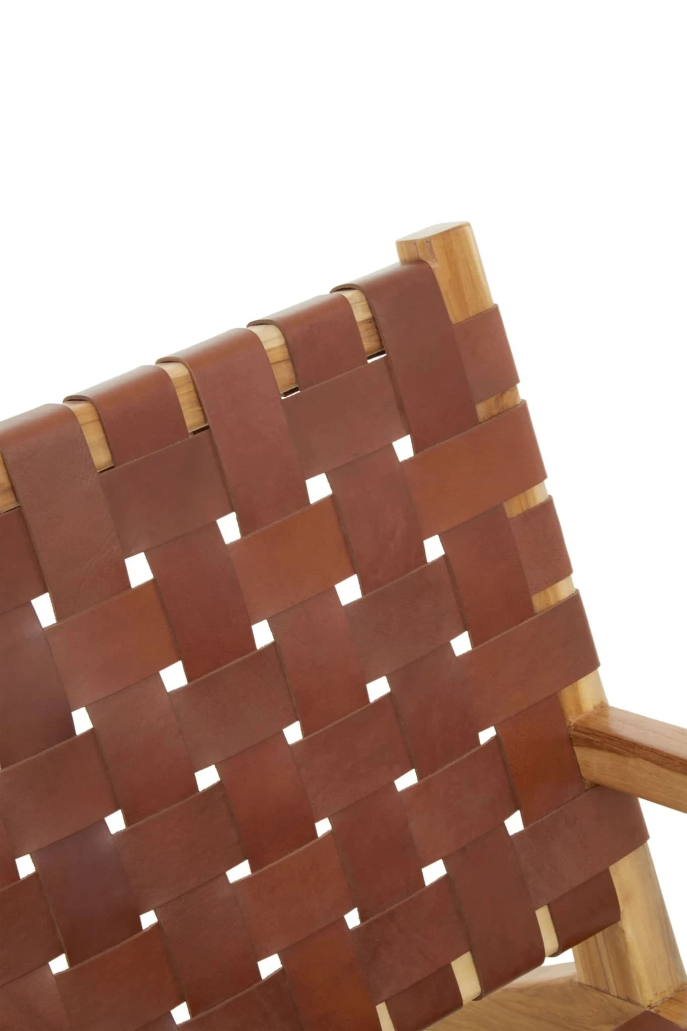 Kendari Dark Brown Woven Leather and Teak Wood Chair - Seating, photo 7 of 8