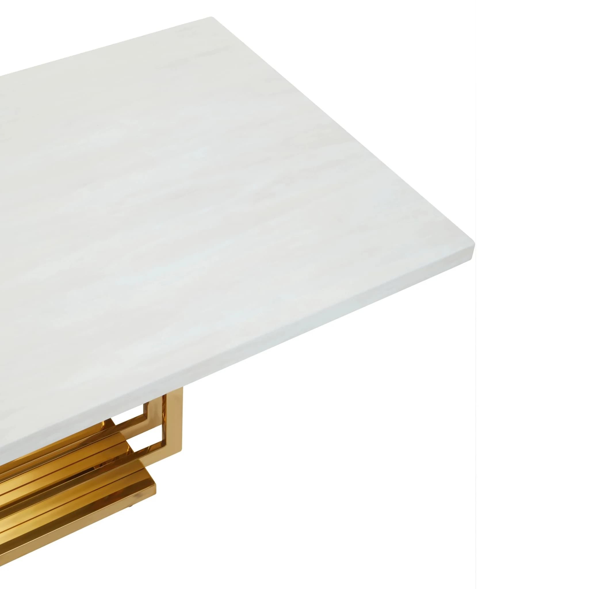 Moda Ivory White Faux Marble Coffee Table With Gold Finished Frame - Tables, photo 5 of 8