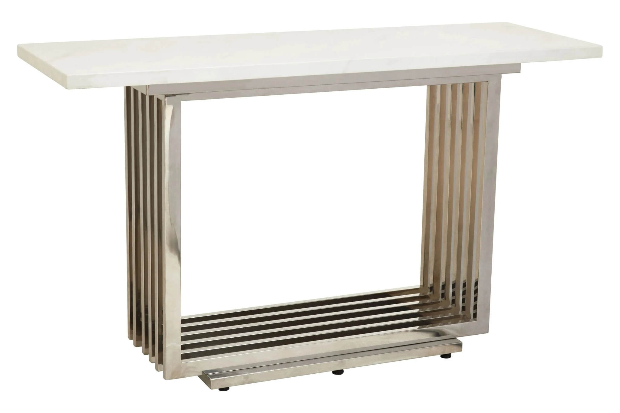 Moda White Faux Marble Console Table With Silver Finish Frame - Tables, photo 3 of 8