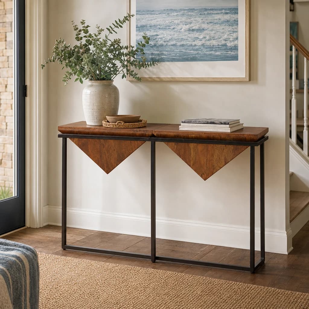 Shimla Acacia Pyramid Console Table - Tables, photo 1 of 2