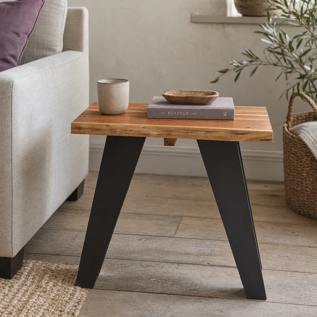 Surax Acacia Wood with Black Legs Side Table - Tables, photo 1 of 6