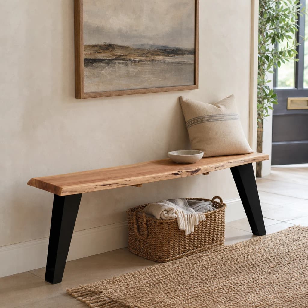 Surax Acacia Wood with Live Edge Bench - Seating, photo 1 of 8
