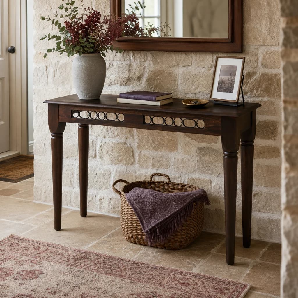 Srina Dark Sheesham Wood Console Table - Tables, photo 1 of 8