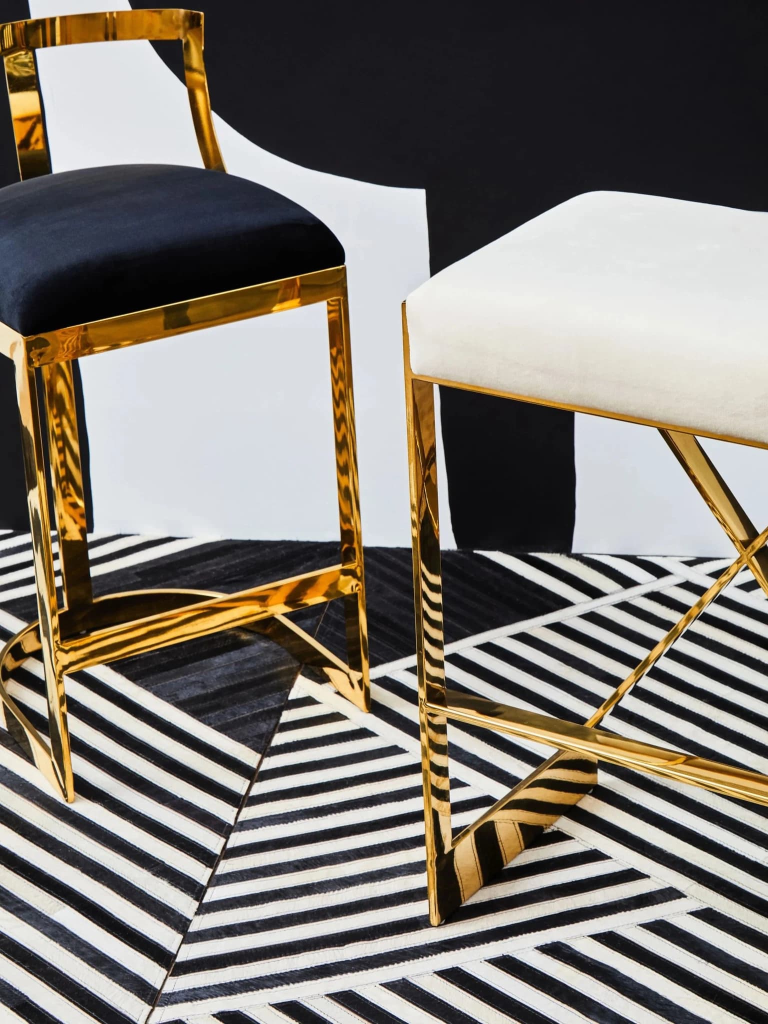 Azalea Black Velvet and Gold Bar Chair - Seating, photo 4 of 8