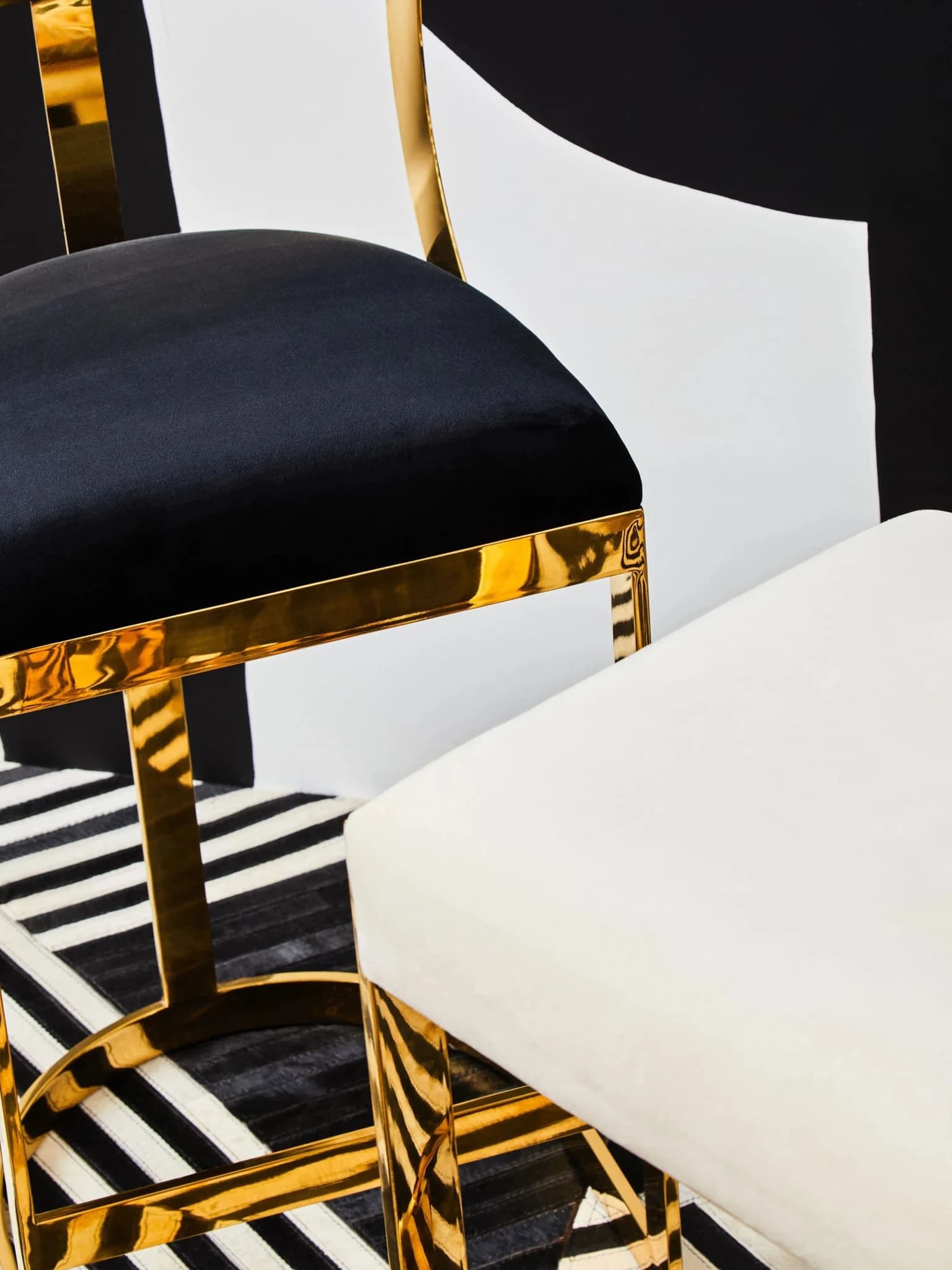 Azalea Black Velvet and Gold Bar Chair - Seating, photo 2 of 8