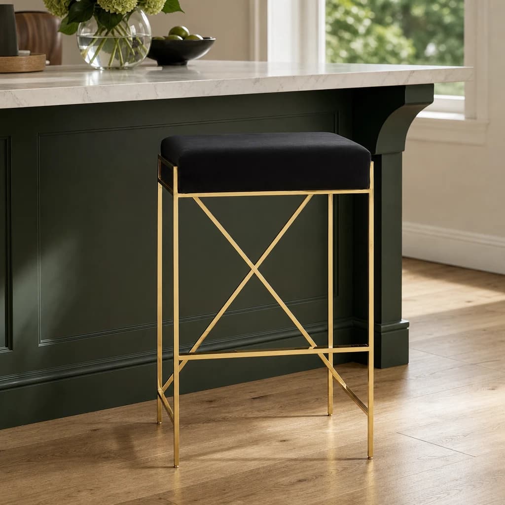 Azalea Black And Gold Finish Bar Stool - Seating, photo 1 of 8