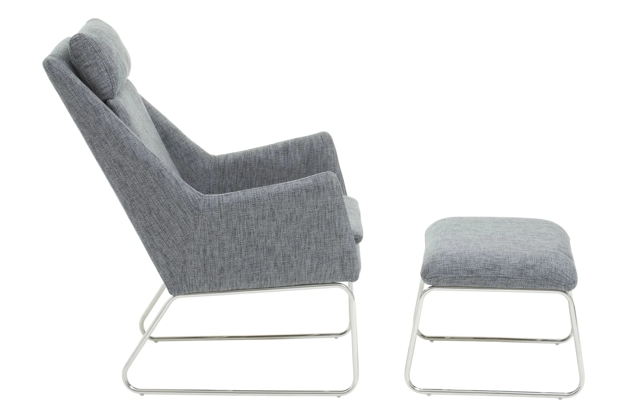 Azalea Grey Fabric Lounge Chair And Footstool Set - Seating, photo 3 of 8