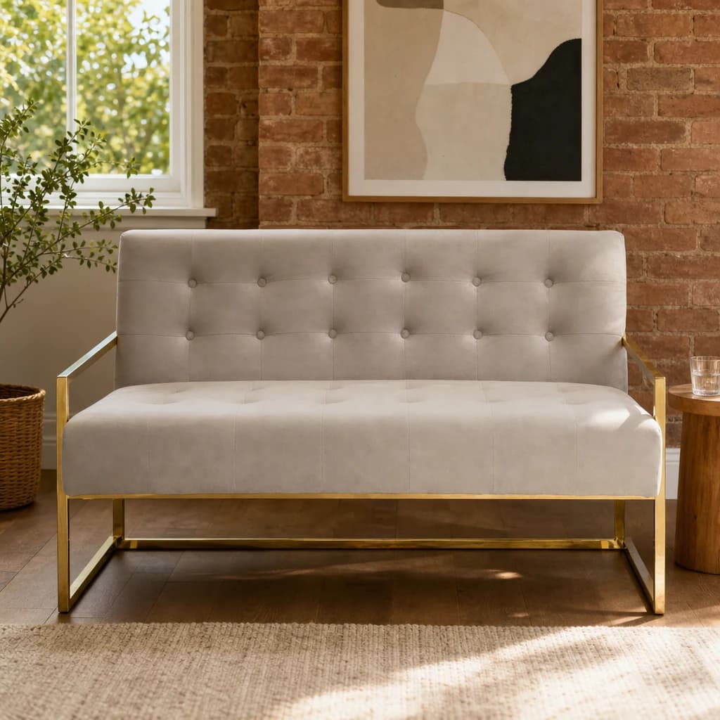 Azalea Two Seat Mink Velvet Sofa - Seating, photo 1 of 7