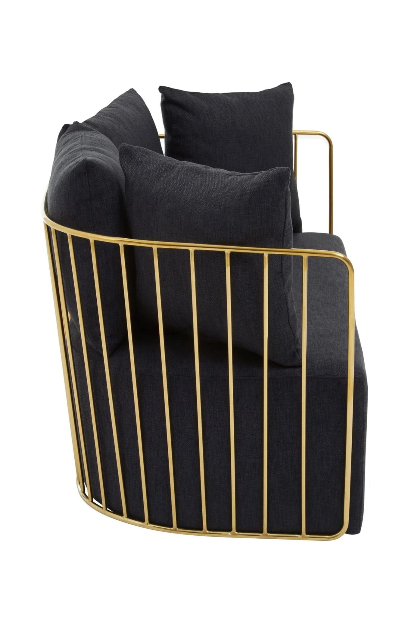 Azalea Black Fabric and Gold Frame 2 Seat Sofa - Seating, photo 3 of 8