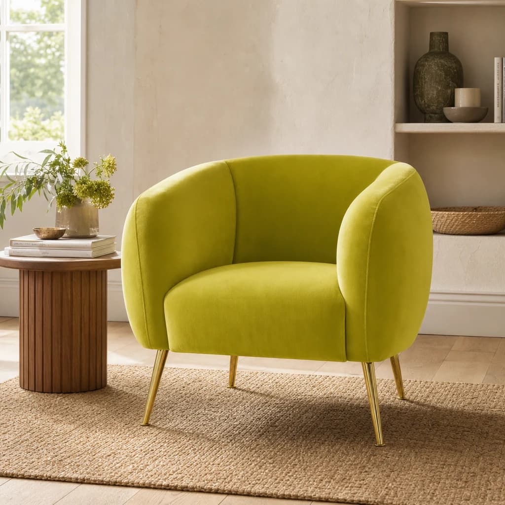 Yasmeen Olive Velvet Armchair - Seating, photo 1 of 8