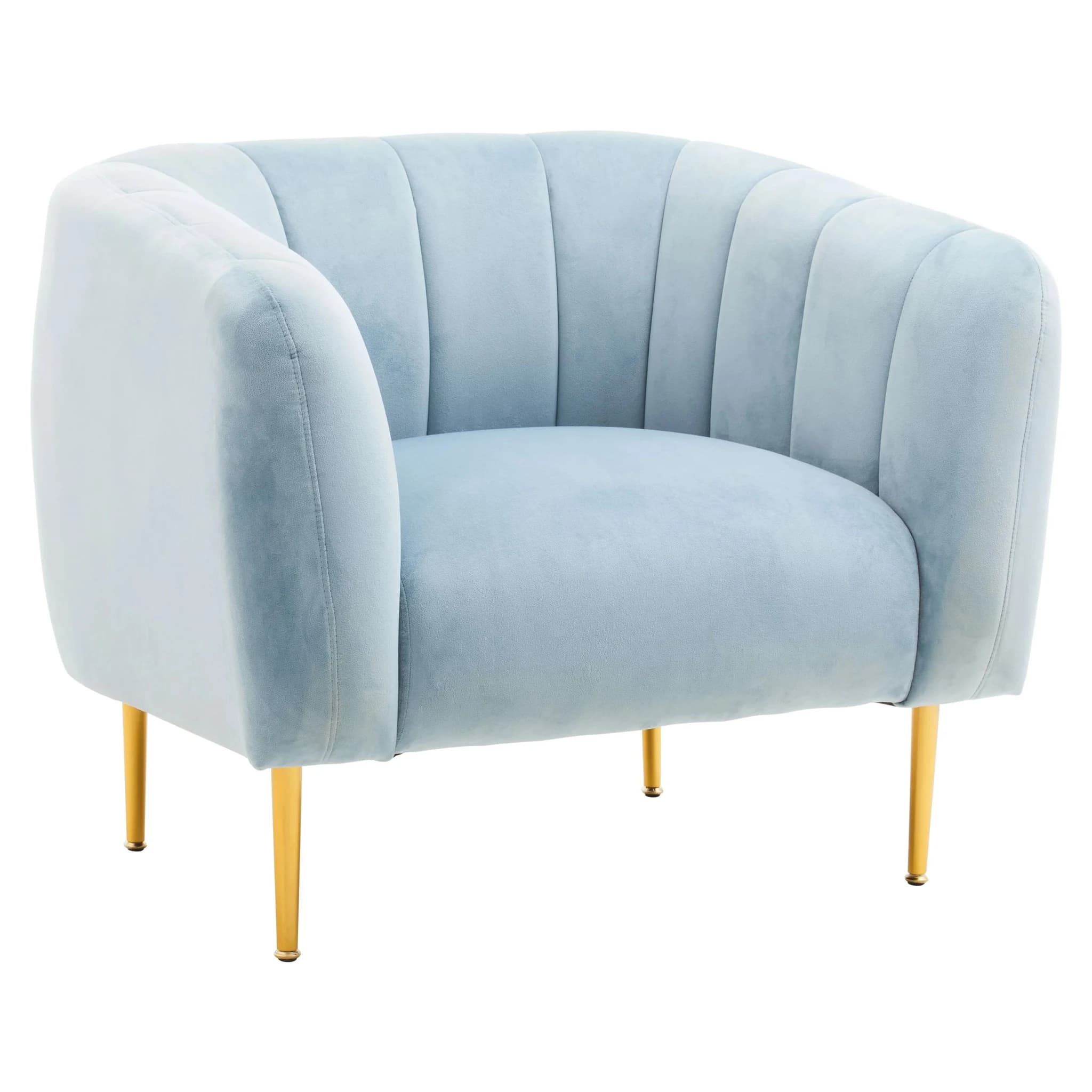 Yasmeen Blue Velvet Armchair - Seating, photo 4 of 8