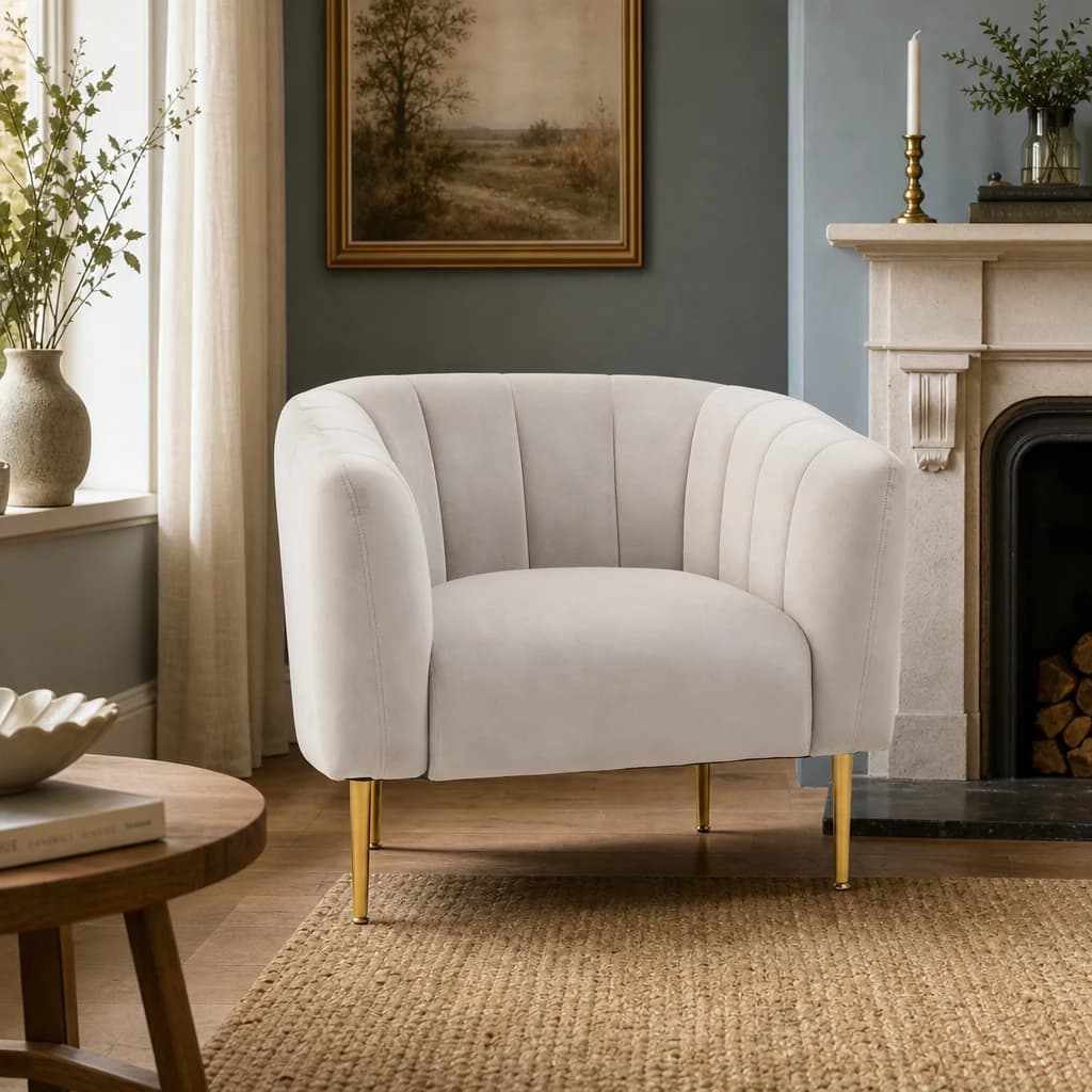 Yasmeen Silver Grey Velvet Armchair - Seating, photo 1 of 8