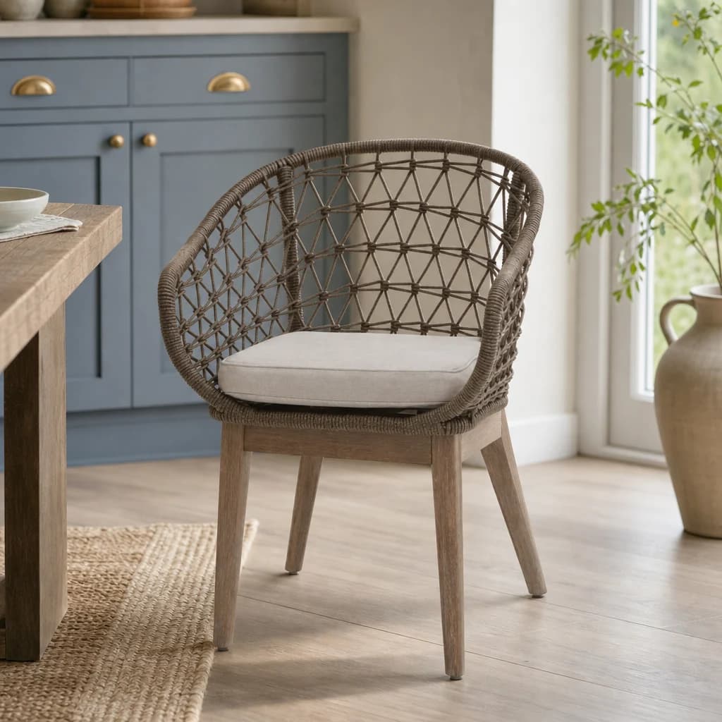 Opus Grey Woven Rope Chair with Cushioned Seat - Seating, photo 1 of 8