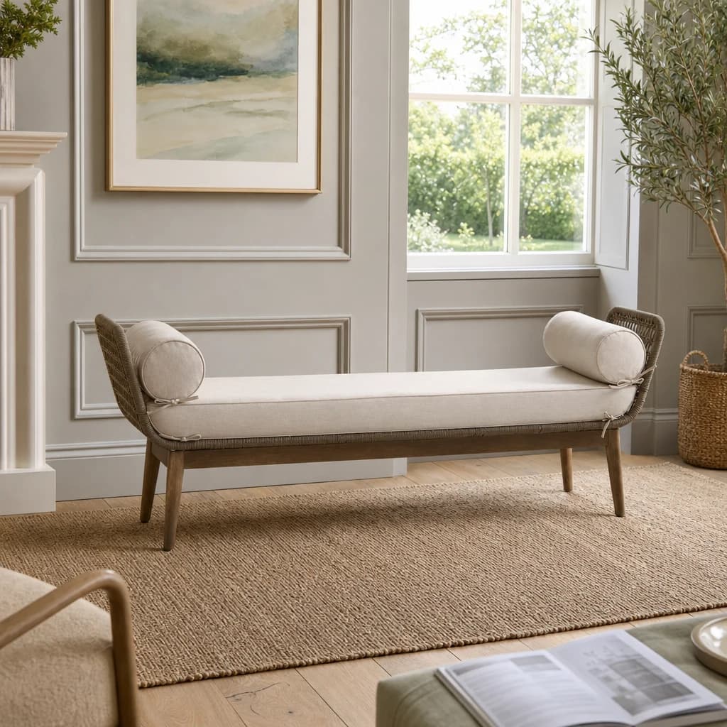 Opus Rope Woven Longue Bench with Cushions - Seating, photo 1 of 8