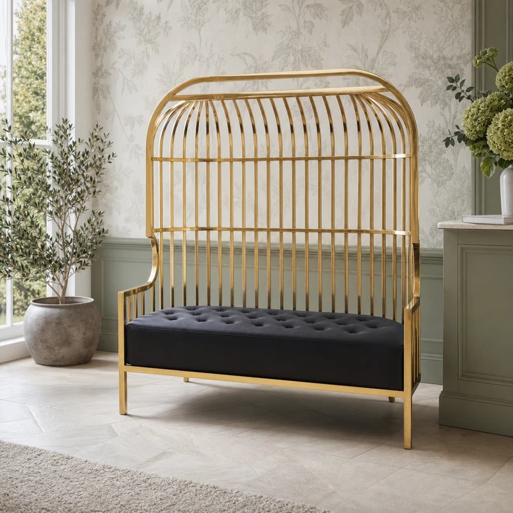 Eliza Gold Dome Cage Two Seat Sofa - Seating, photo 1 of 8
