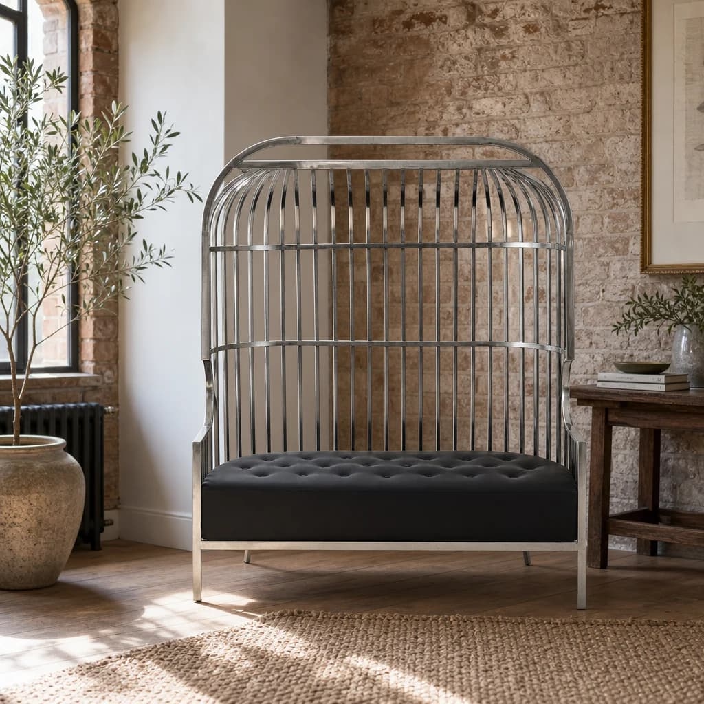 Eliza Silver Dome Cage Two Seat Sofa - Seating, photo 1 of 8