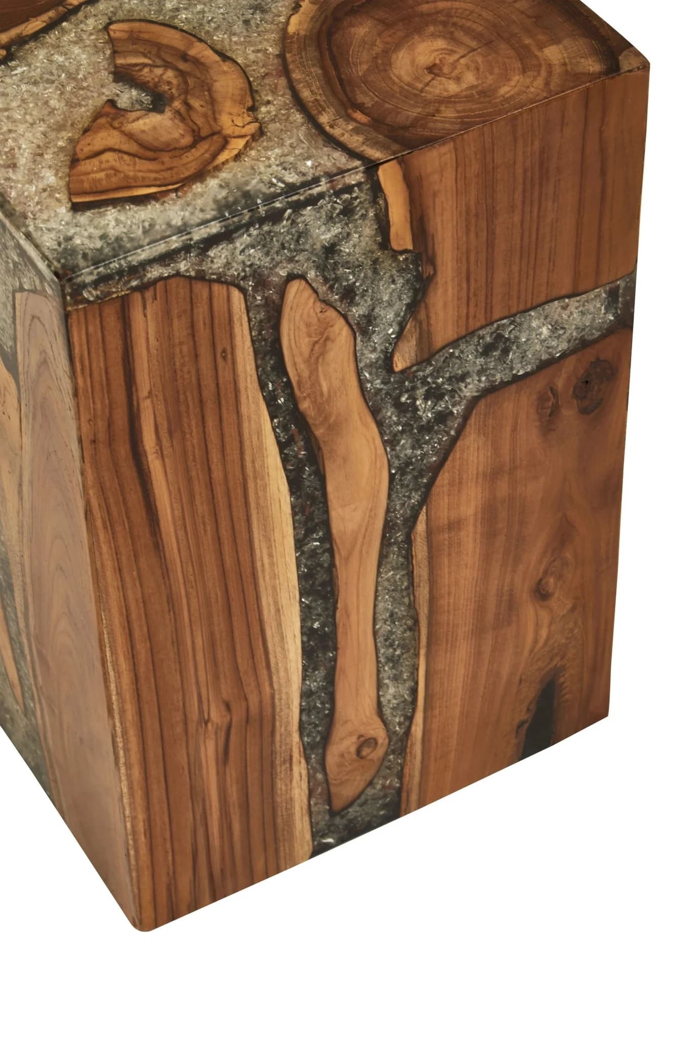 Sakra Teak Wood and Resin Side Table and Stool - Seating, photo 6 of 7