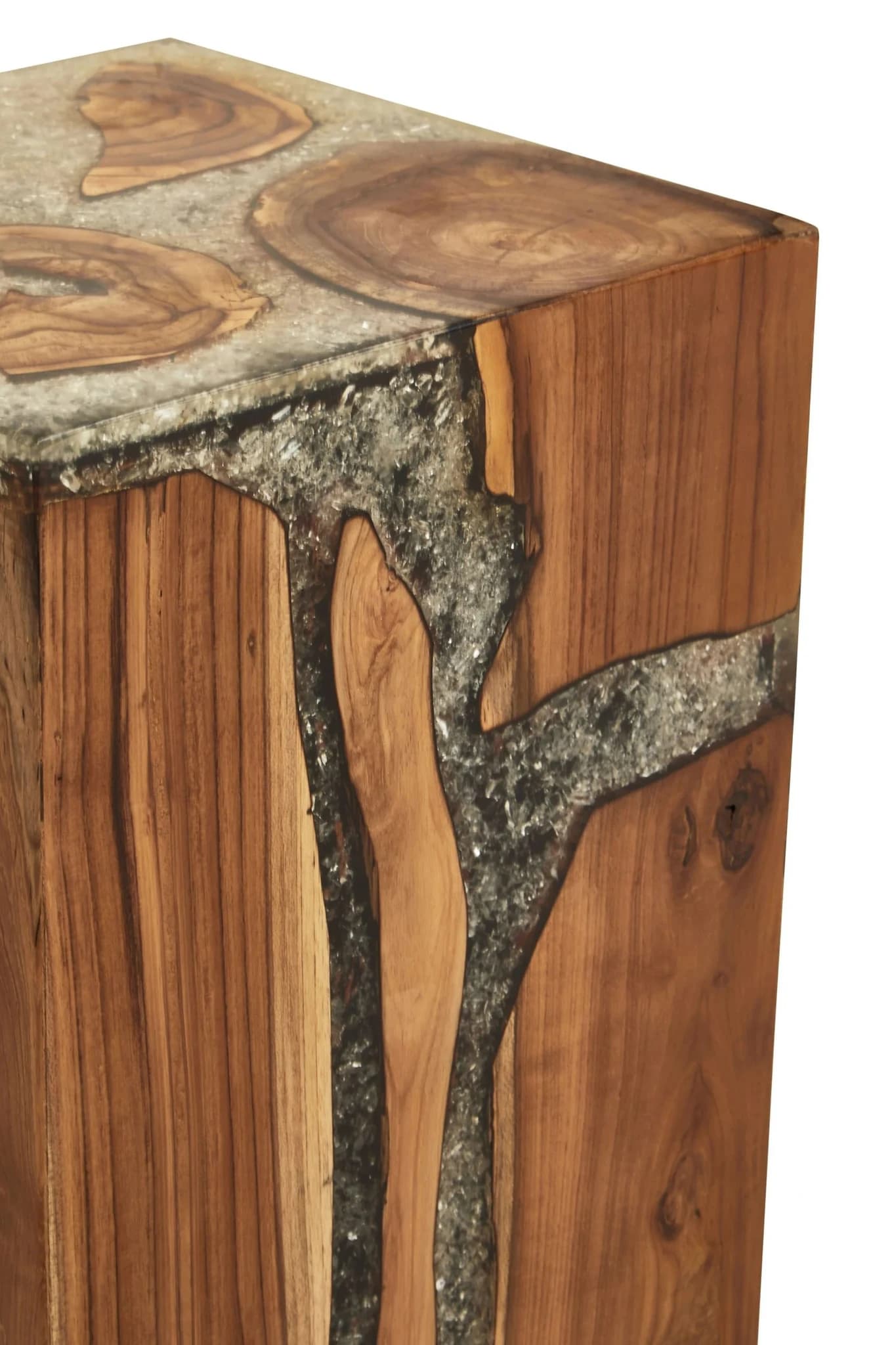 Sakra Teak Wood and Resin Side Table and Stool - Seating, photo 4 of 7