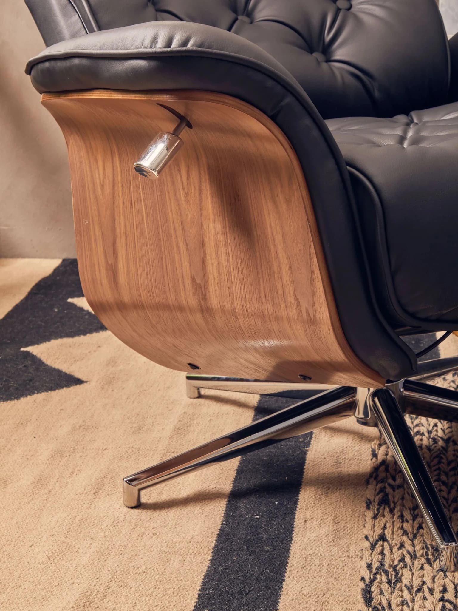 Warrington Black Leather Effect Recliner And Footstool - Seating, photo 6 of 7
