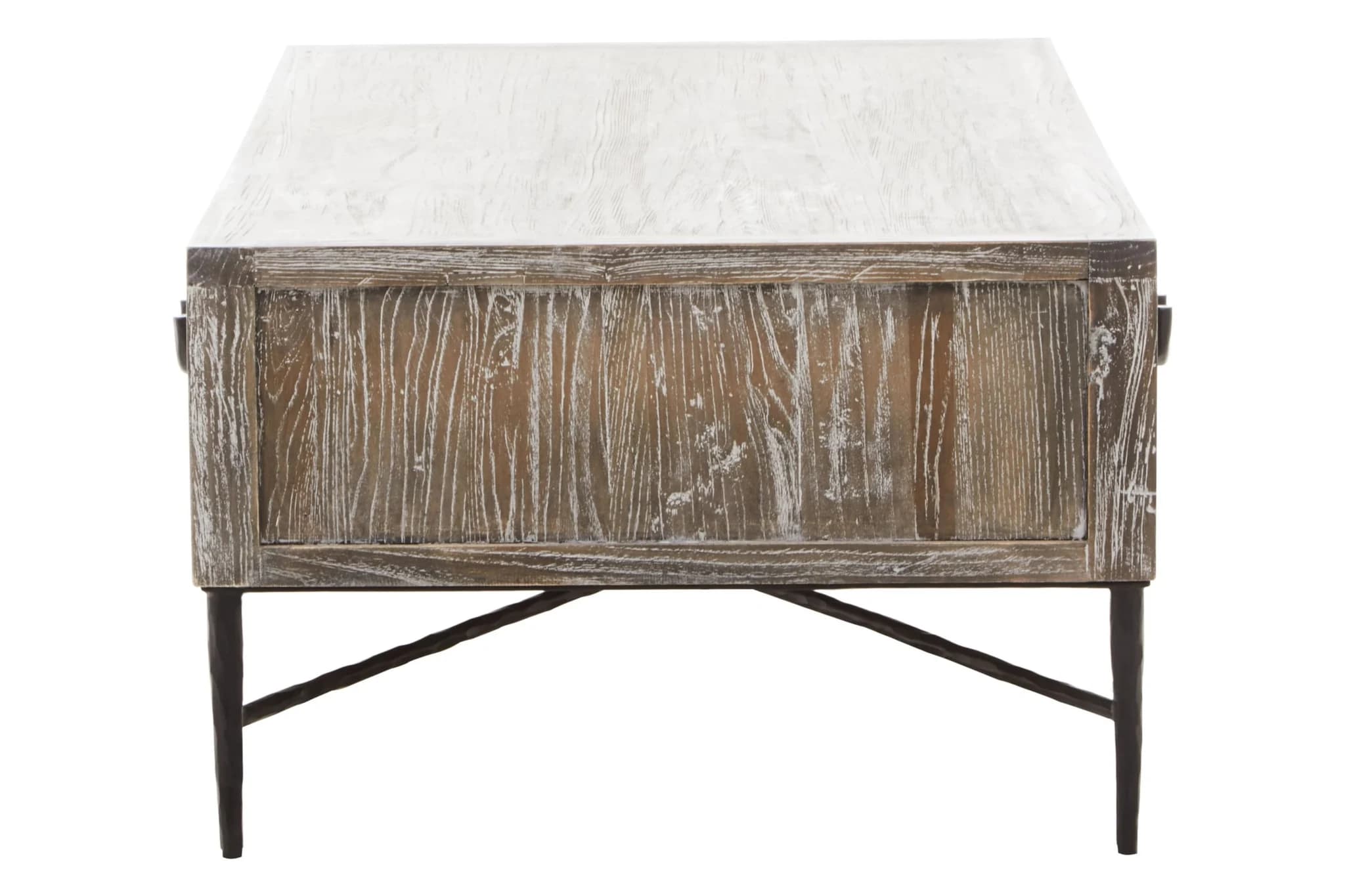 Milan Grey Wash Recycled Elm Wood Coffee Table with Drawers - Tables, photo 3 of 8