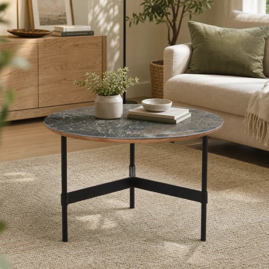 Doha Grey Slate Top Coffee Table - Tables, photo 1 of 8