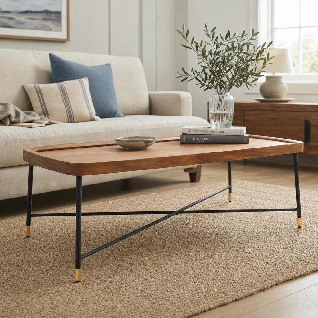 Doha Walnut Veneer Rectangular Coffee Table - Tables, photo 1 of 7