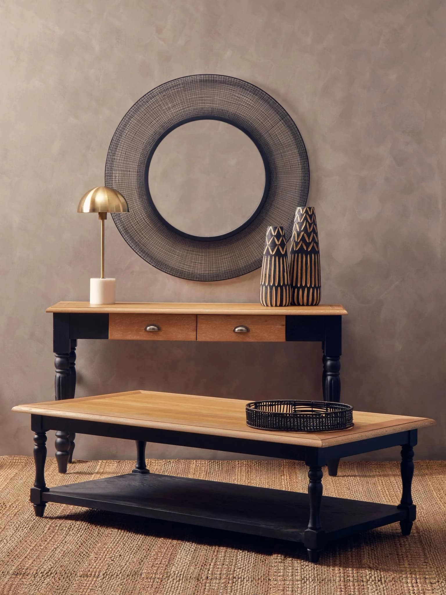 Kensington Townhouse Grey Wash and Antique Black Rectangular Coffee Table - Tables, photo 3 of 8