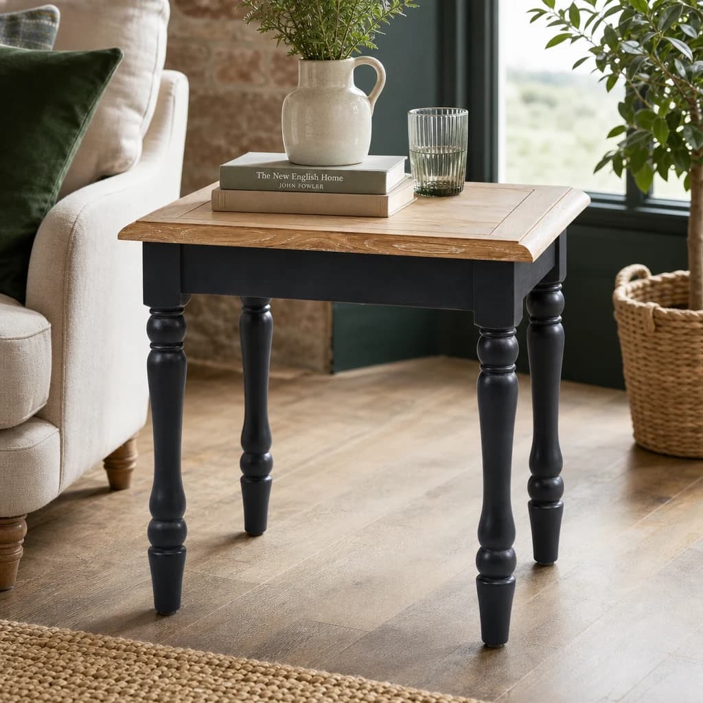 Kensington Townhouse Grey Wash and Antique Black Square Side Table - Tables, photo 1 of 8