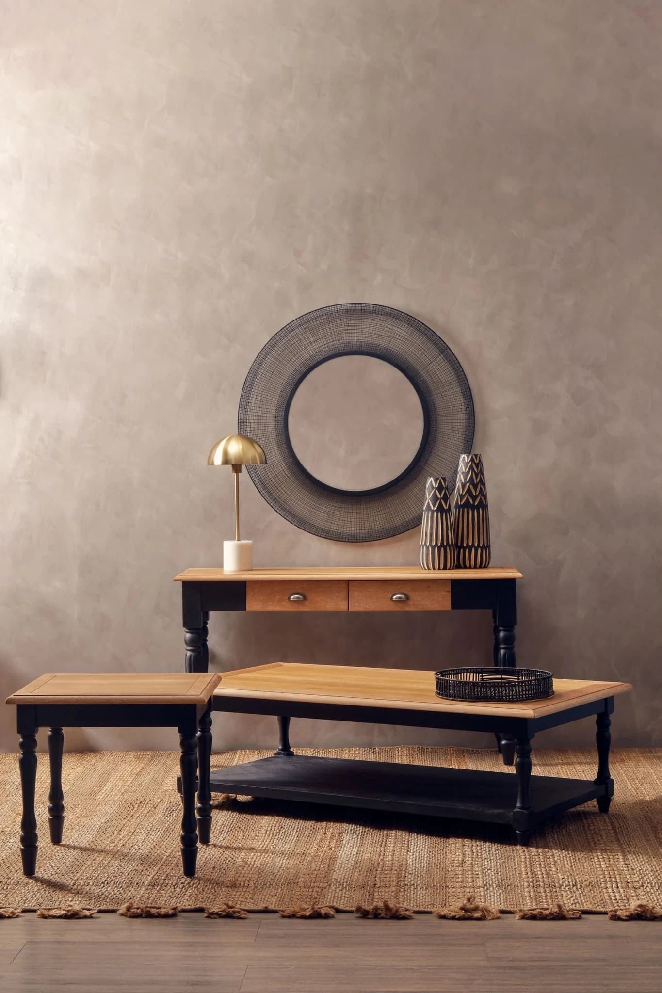 Kensington Townhouse Grey Wash and Antique Black Console Table - Tables, photo 2 of 8
