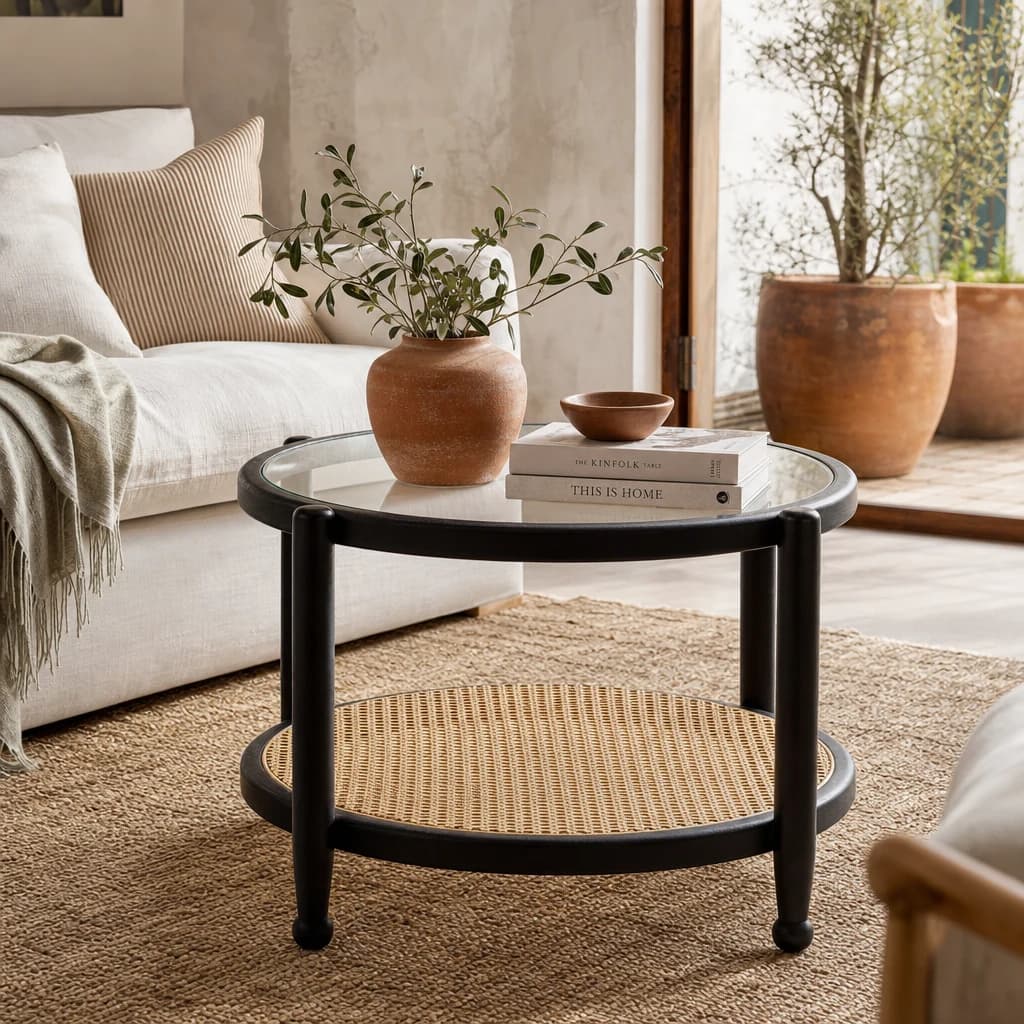 Cebu Rattan and Glass Coffee Table - Tables, photo 1 of 8