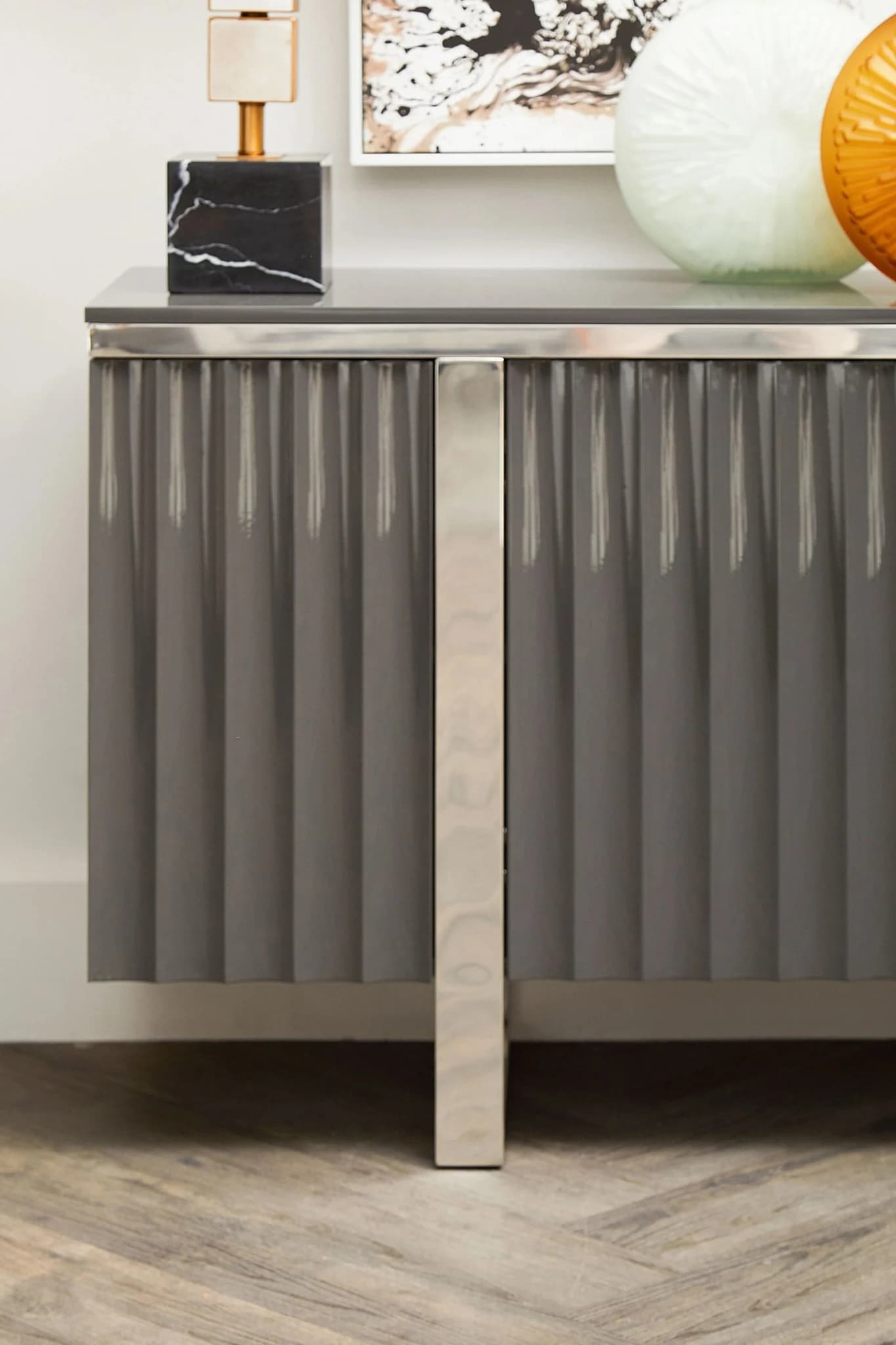 Genoa Four Door Grey Gloss Finish Sideboard - Bookcases & shelving, photo 2 of 7