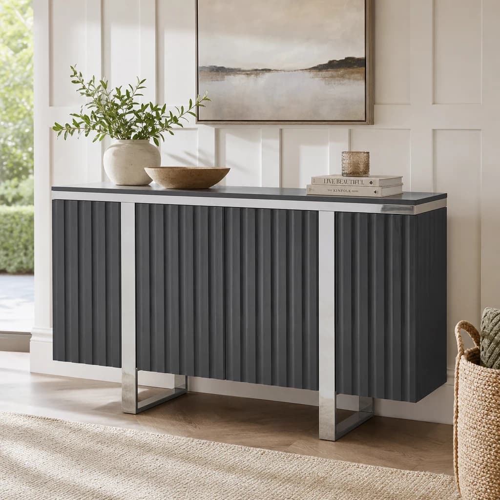 Genoa Four Door Grey Gloss Finish Sideboard - Bookcases & shelving, photo 1 of 7