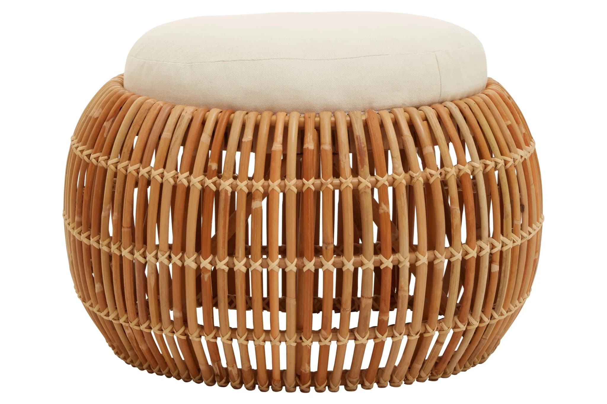 Manado Natural Rattan Bean Shaped Bench with Cream Cushion - Furniture, photo 2 of 6