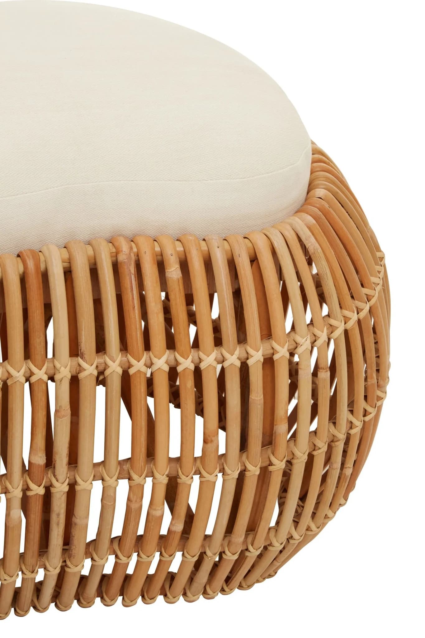 Manado Natural Rattan Bean Shaped Bench with Cream Cushion - Furniture, photo 5 of 6