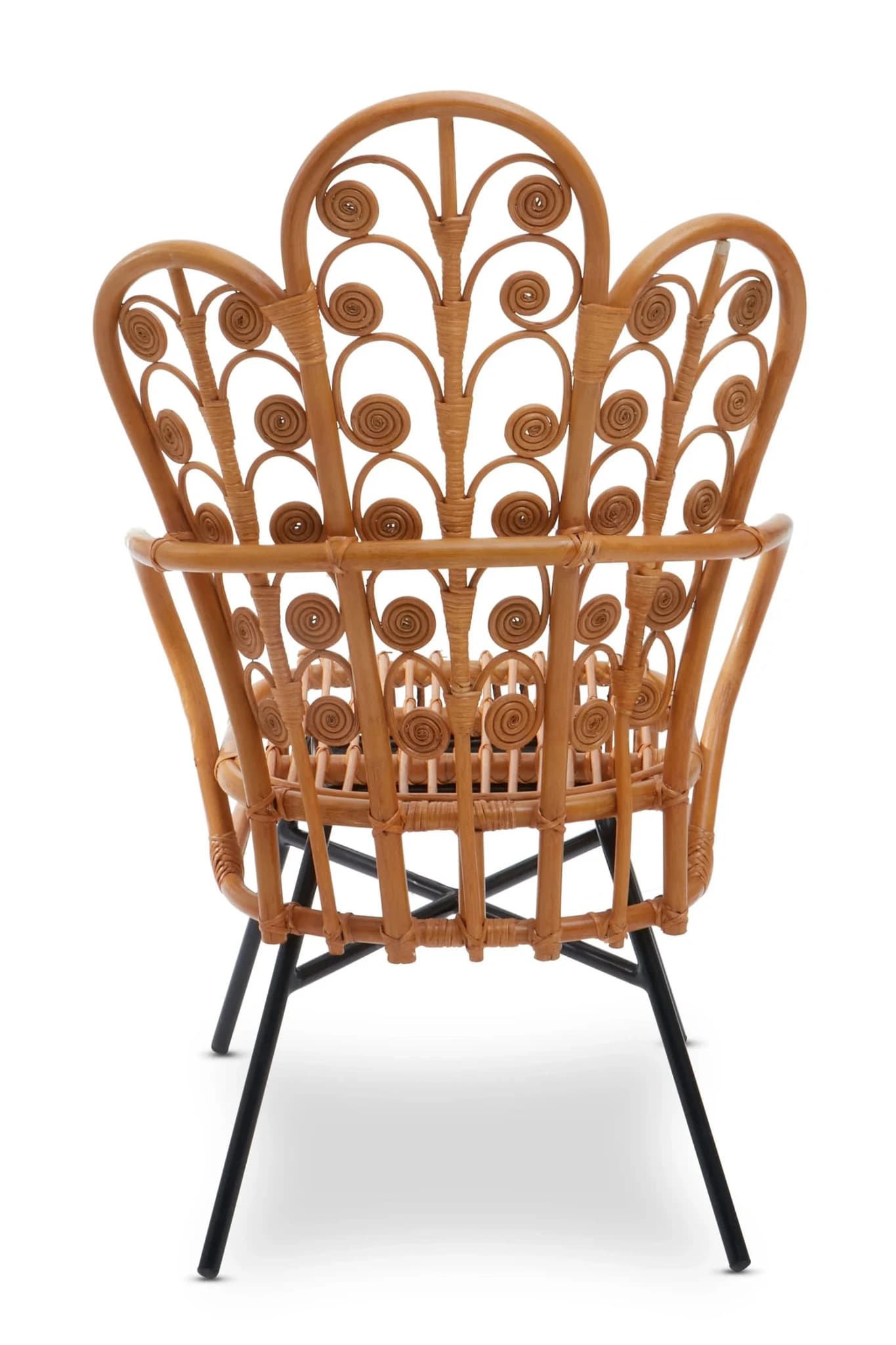 Java Natural Rattan Scalloped Back Accent Chair with Black Legs - Seating, photo 2 of 6