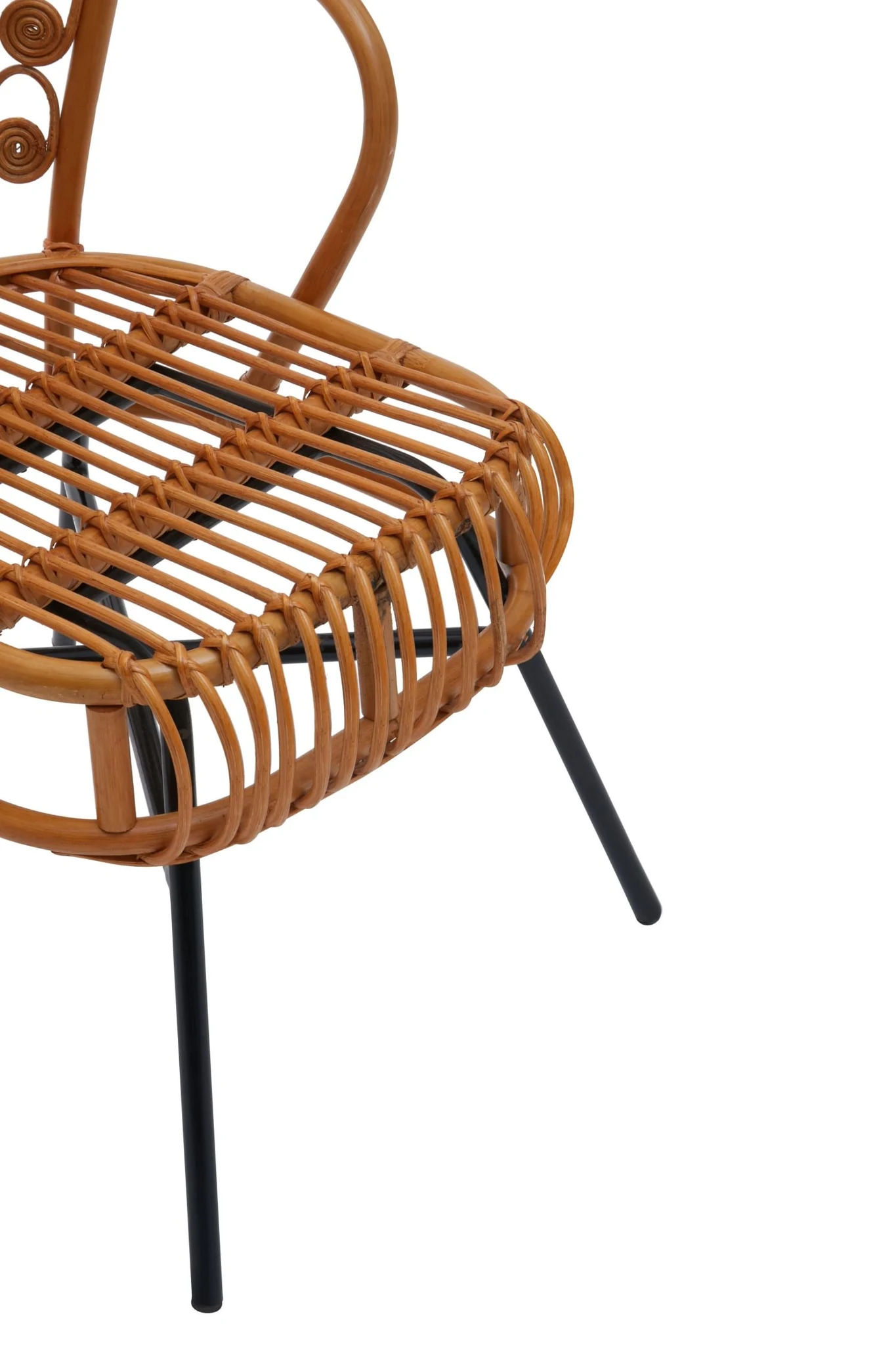 Java Natural Rattan Scalloped Back Accent Chair with Black Legs - Seating, photo 6 of 6